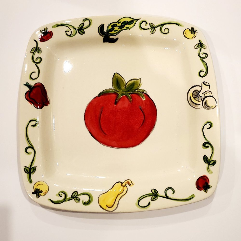 Vintage Hand Painted Square Platter Plate Limited Edition  69 / 150 SUMMER FRESH